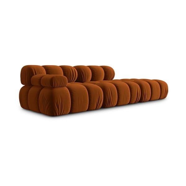 Pomarańczowa aksamitna sofa 282 cm Bellis – Micadoni Home-image-3