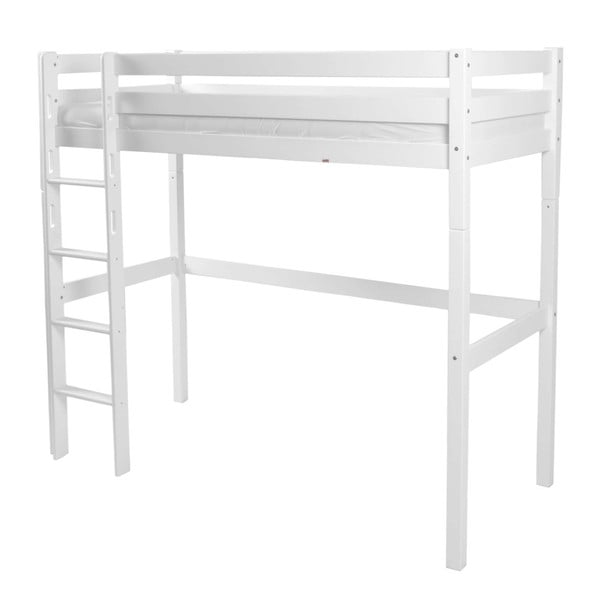 Białe dziecięce łóżko piętrowe z litego drewna bukowego Mobi furniture Luis, 200x90 cm