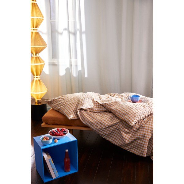 Żółto-jasnoniebieska pościel jednoosobowa z kory 140x200 cm Bæk&Bølge – JUNA-image-4