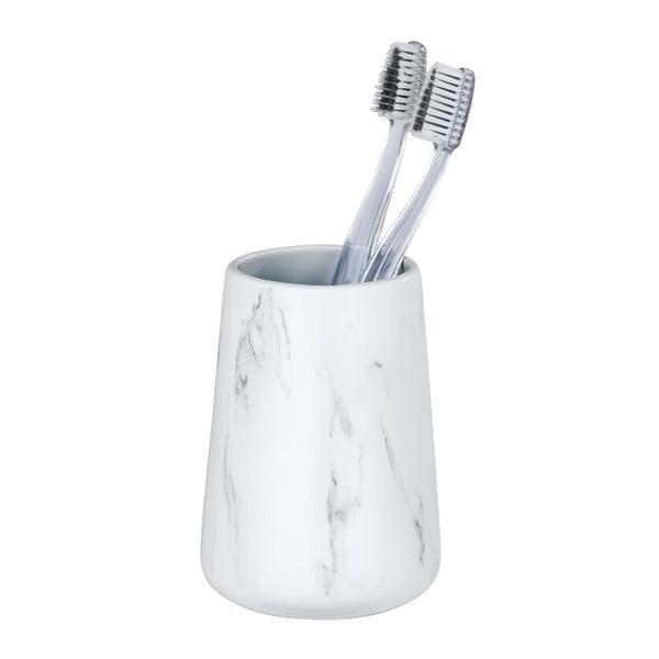 Biały ceramiczny kubek na szczoteczki Wenko Adrada-image-1