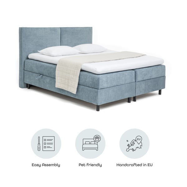 Niebieskie łóżko kontynentalne ze schowkiem 160x200 cm Elva Bold – Bonami Selection-image-4