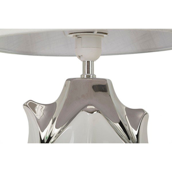 Biała/w kolorze srebra lampa stołowa ceramiczna z tekstylnym kloszem (wysokość 51 cm) Shiney – Mauro Ferretti-image-4