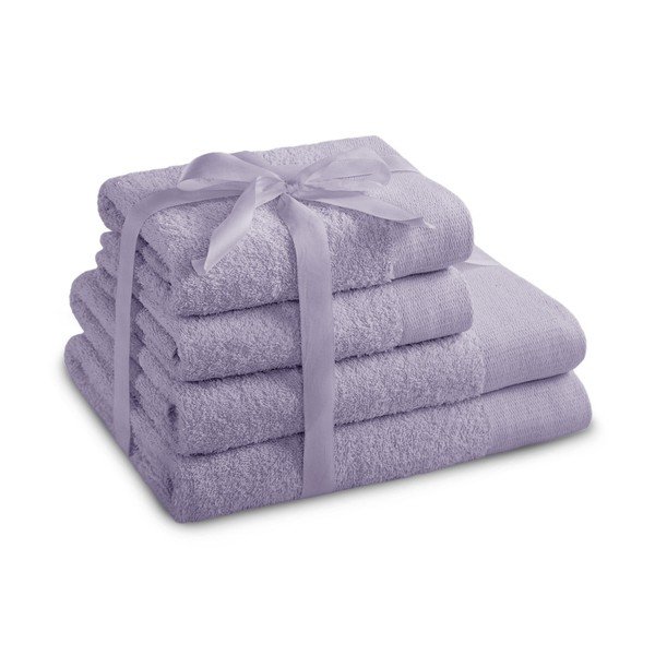 Lawendowe bawełniane ręczniki zestaw 4 szt. frotte Amari – Restilo