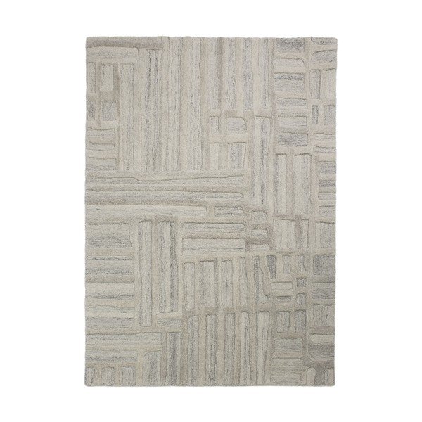 Szarobeżowy wełniany dywan tkany ręcznie 160x230 cm Elva  – Flair Rugs