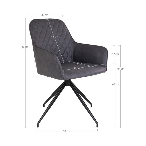 Ciemnoszary tapicerowany fotel jadalniany Harbo – House Nordic-image-3