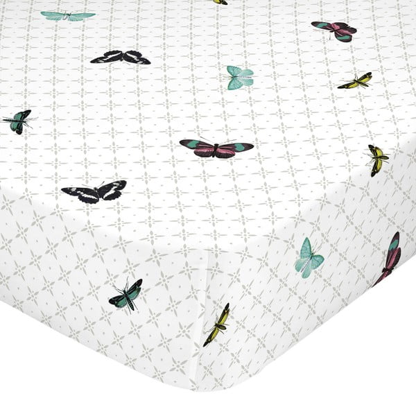 Bawełniane prześcieradło Happy Friday Basic Birds of Paradise, 160x200 cm