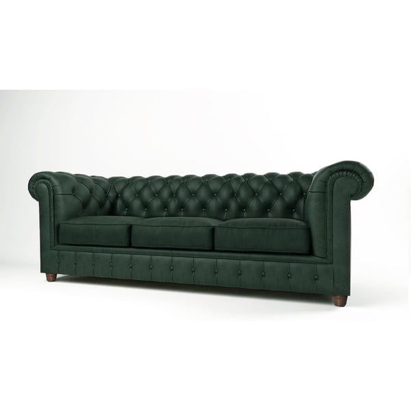 Ciemnozielona aksamitna sofa 230 cm Cambridge – Ropez