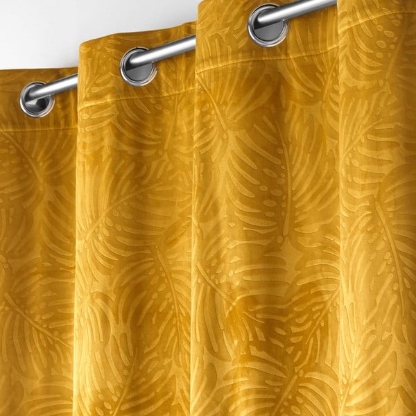 Żółta aksamitna zasłona 140x240 cm Analia – douceur d'intérieur-image-1