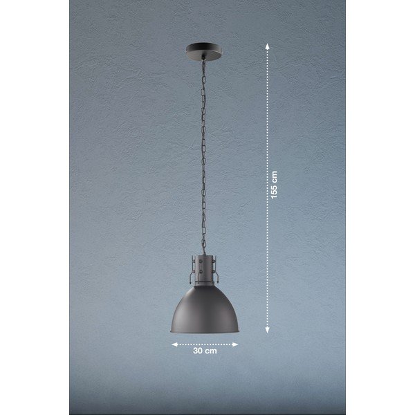 Czarna lampa wisząca z metalowym kloszem ø 30 cm London – Fischer & Honsel-image-1