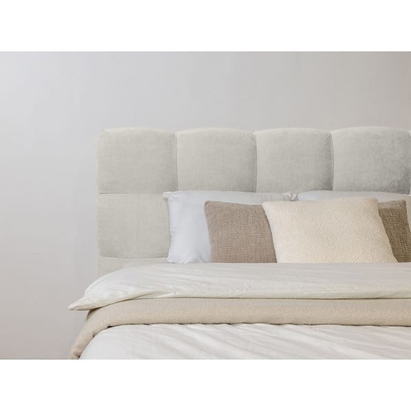 Jasnoszare tapicerowane łóżko dwuosobowe ze stelażem 160x200 cm Kumo – Bobochic Paris-image-4