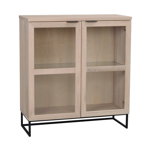 Naturalna witryna z litego drewna dębowego 95x105 cm Everett – Rowico-image-2
