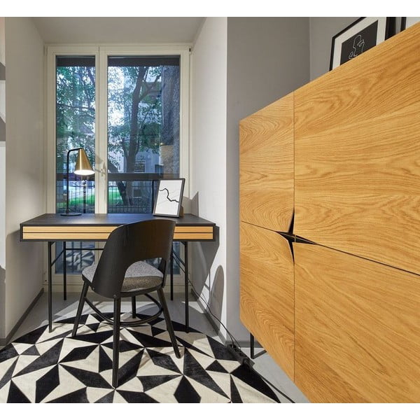 Czarne biurko Woodman Stripe, 130x60 cm-image-1