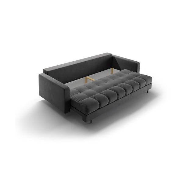 Ciemnoszara aksamitna rozkładana sofa ze schowkiem 222 cm Bali – Cosmopolitan Design-image-4