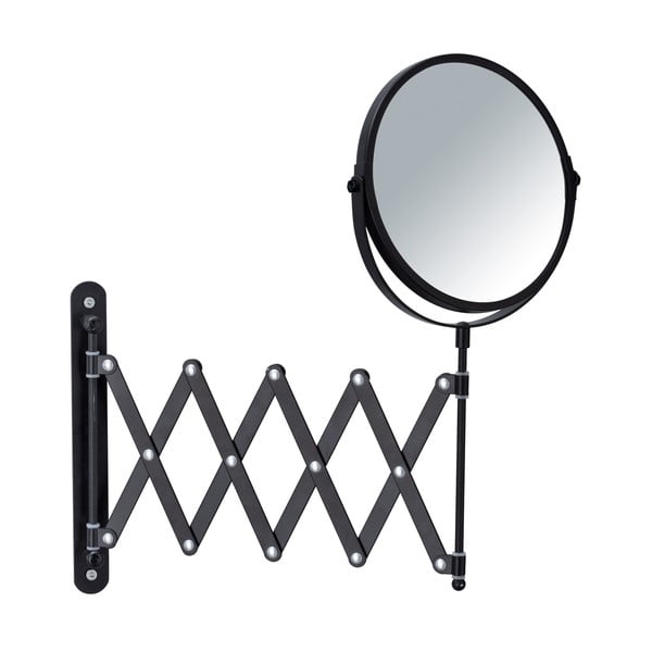 Czarne ścienne lusterko kosmetyczne z teleskopowym uchwytem Wenko Exclusive-image-1