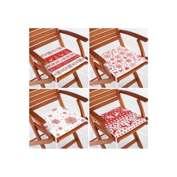 Poduszki na krzesła ze świątecznym motywem zestaw 4 szt. 40x40 cm Snowflakes – Mila Home-image-1