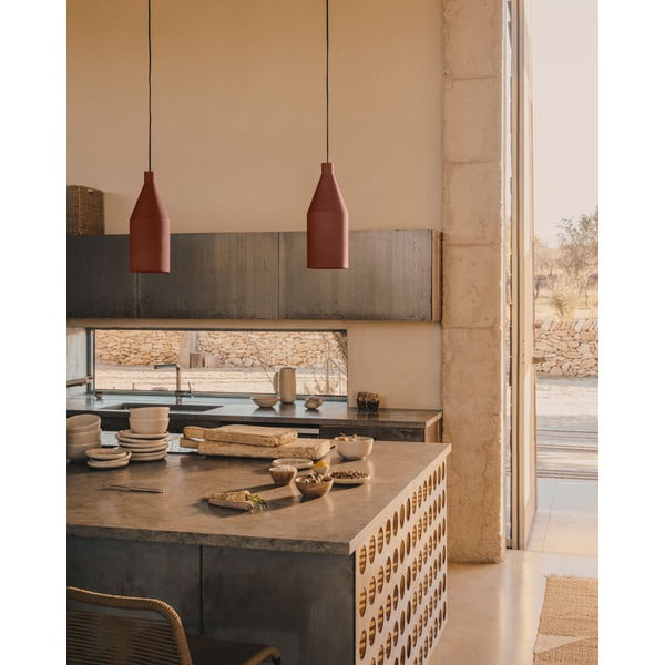 Lampa wisząca w kolorze terakoty z metalowym kloszem ø 15 cm Peralta – Kave Home-image-3