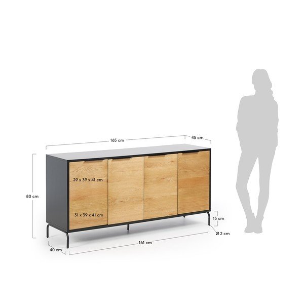 Czarno-brązowa komoda Kave Home Savoi, 165x80 cm-image-4