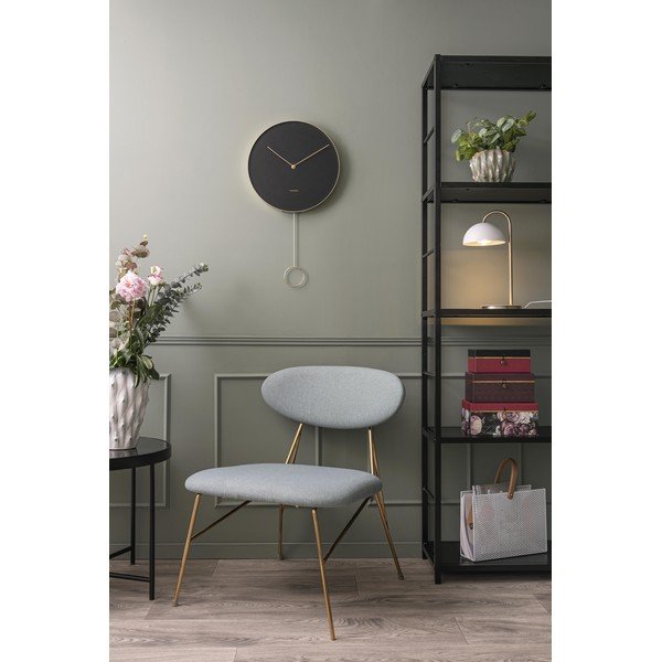 Czarny wahadłowy zegar ścienny Karlsson Pendulum, ø 34 cm-image-1