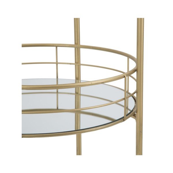 Regał/stolik barowy na kółkach 3-poziomowy z konstrukcją w złotym kolorze Mauro Ferretti Rondo-image-3