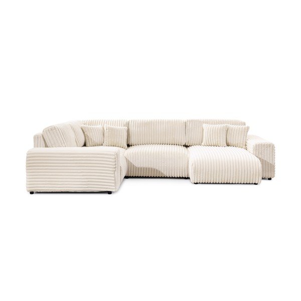Kremowy sztruksowy narożnik (lewostronny/w kształcie litery U) Justin – Ropez-image-3