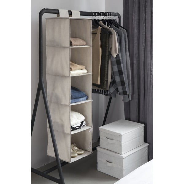 Beżowy tekstylny pojemnik z pokrywką 35x26x19 cm Soft Storage – Bigso-image-1