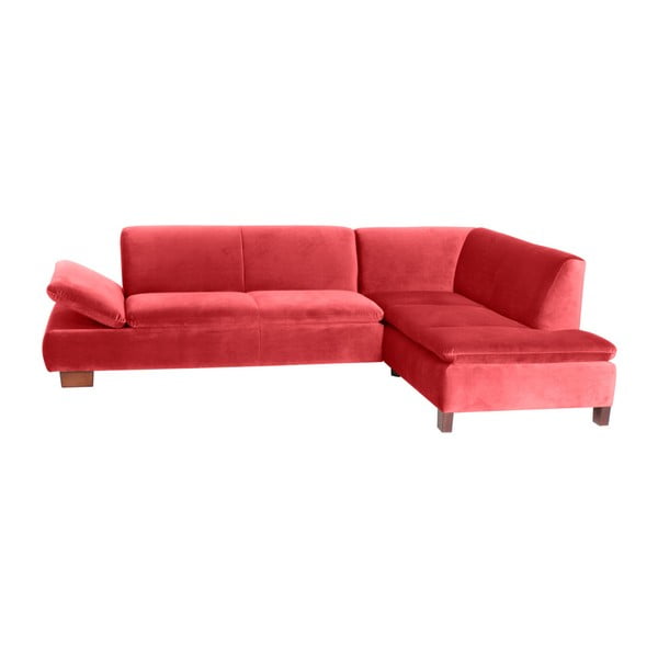 Jasnoczerwona sofa narożna prawostronna z regulowanym podłokietnikiem Max Winzer Terrence Williams