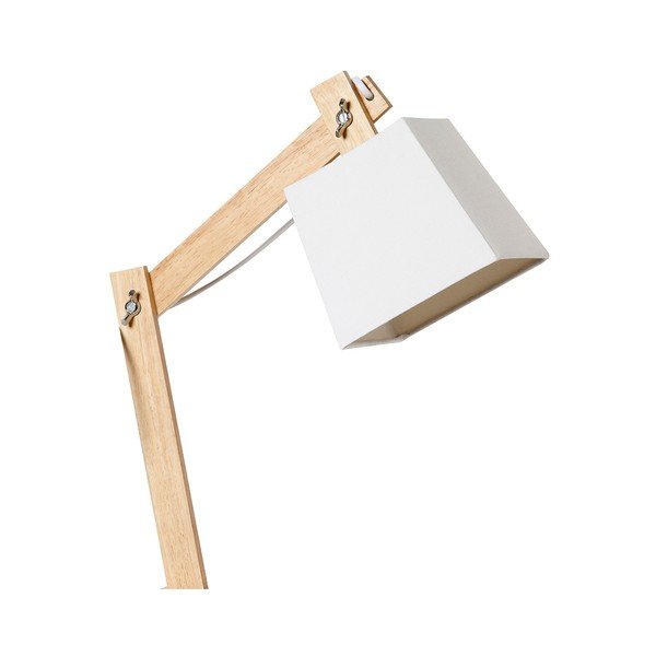 Biała lampa stołowa z drewnianą konstrukcją SULION Erasmo-image-2