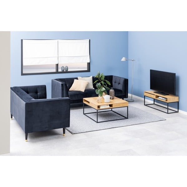 Stolik z blatem w dekorze dębu w ciemnym naturalnym kolorze 80x80 cm Willford – Actona-image-4