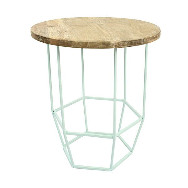 Jasnozielony stolik ze zdejmowanym blatem z drewna mangowca HF Living Hexa Mint, ø 55 cm