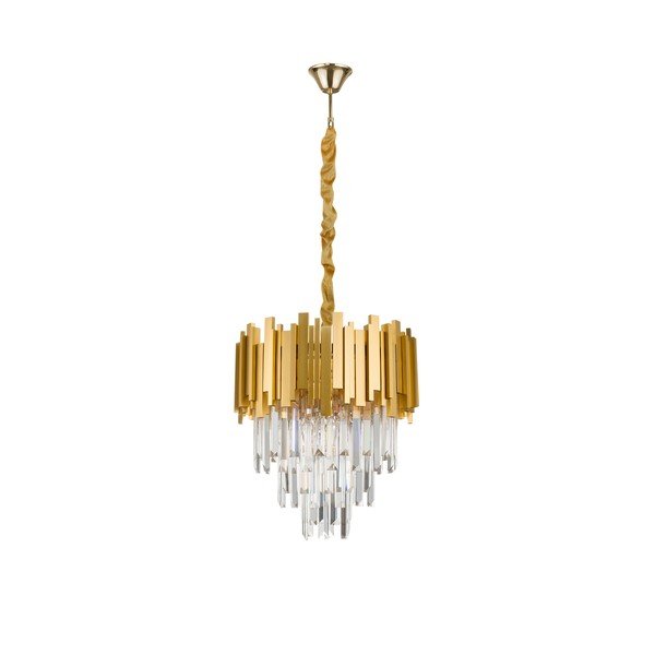 Metalowa lampa wisząca w kolorze złota z kryształowym kloszem ø 40 cm Grane – Nova Luce