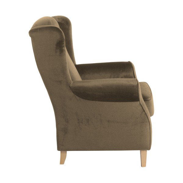 Brązowy fotel uszak Max Winzer Lorris Velour Sahara-image-3