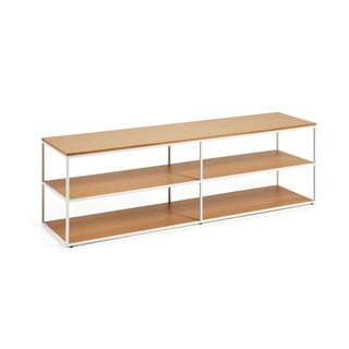 Biało-naturalna szafka pod TV w dekorze dębu 160x50 cm Yoana − Kave Home