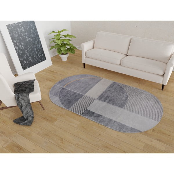 Szary dywan odpowiedni do prania 60x100 cm Oval – Vitaus-image-1