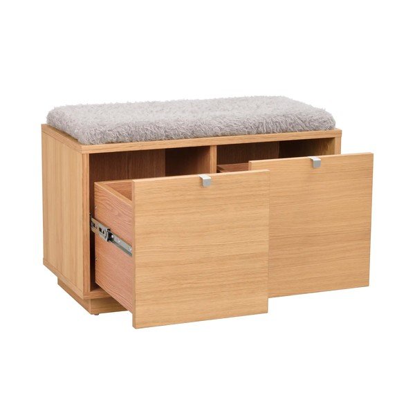 Szaro-naturalna szafka na buty w dekorze dębu z siedziskiem Confetti – Rowico-image-3