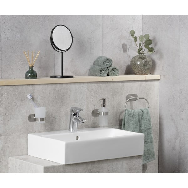 Samoprzylepny szklany dozownik do mydła w kolorze matowego srebra 200 ml Orea – Wenko-image-2