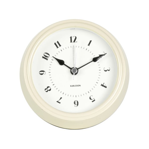 Kremowy zegar ścienny Karlsson Fifties, średnica 11,5 cm