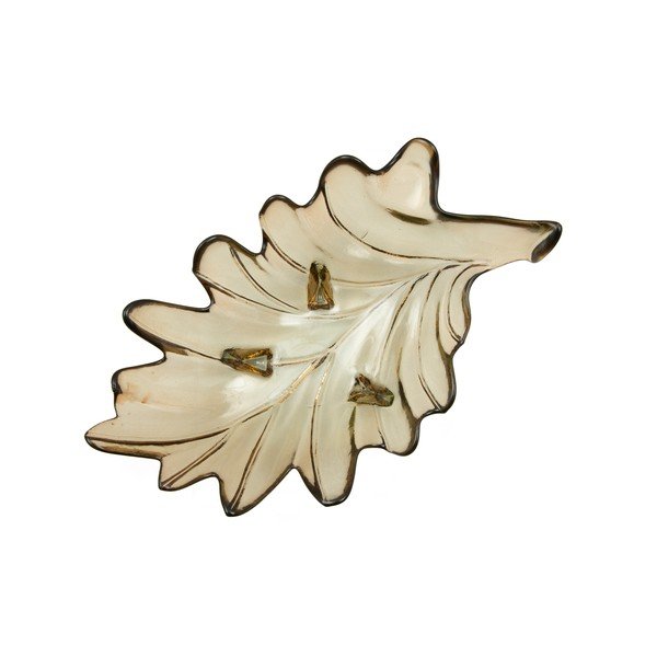 Szara miska ze szkła z recyklingu Mauro Ferretti Leaf, 33x20 cm-image-4