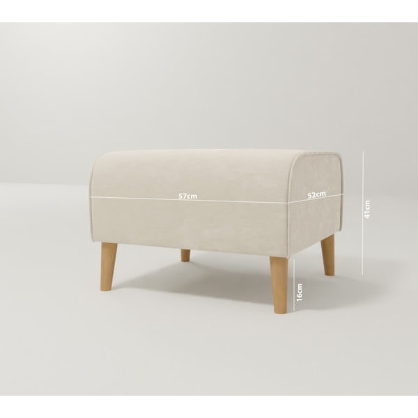 Kremowy aksamitny podnóżek Carole – Ropez-image-3