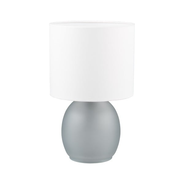 Lampa stołowa w biało-srebrnym kolorze z tekstylnym kloszem (wys. 29 cm) Vela – Trio