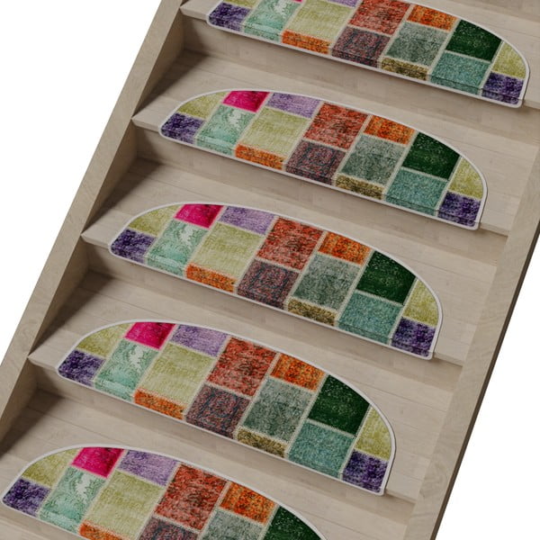 Dywaniki na schody zestaw 16 szt. 20x65 cm Patchwork – Vitaus-image-1