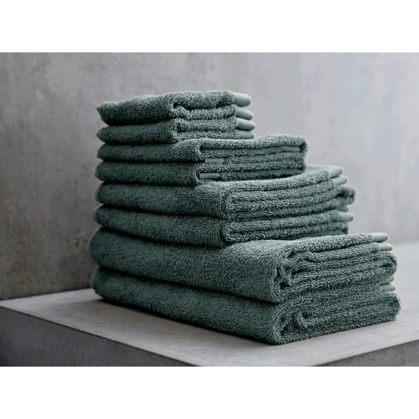 Zielony ręcznik z bawełny frotte Södahl Leaf, 30x30 cm-image-1