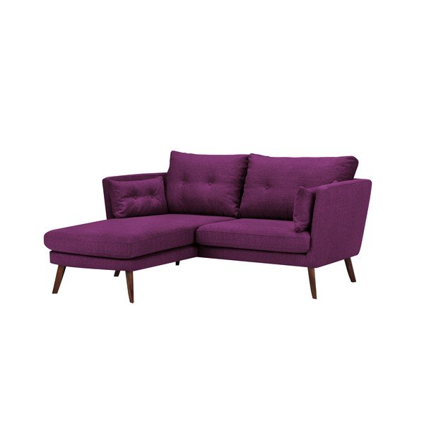 Fioletowa sofa 3-osobowa Mazzini Sofas Elena, z szezlongiem po lewej stronie