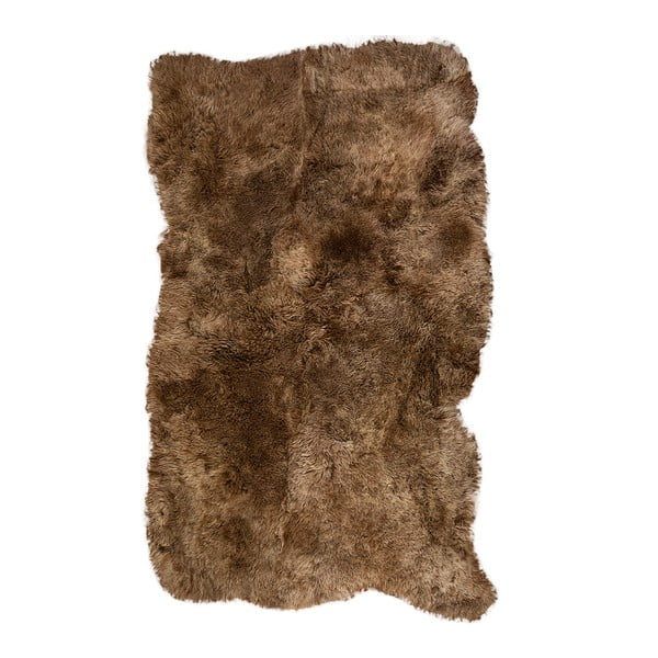 Brązowy dywan futrzany z krótkim włosiem, 165 x 110 cm