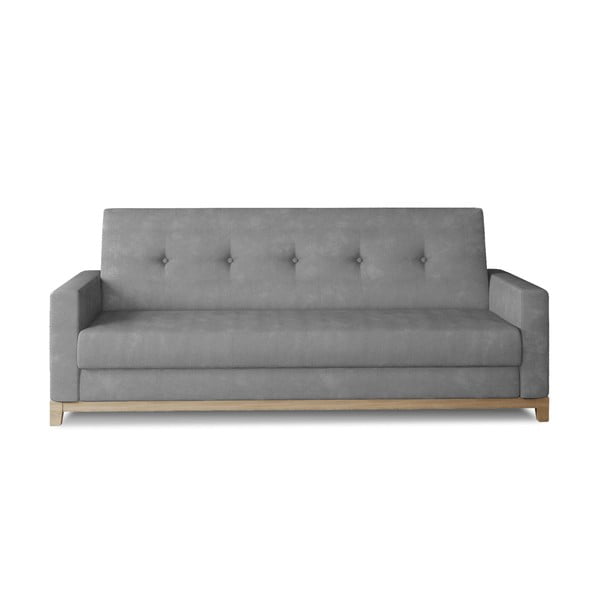 Jasnoszara aksamitna rozkładana/ze schowkiem sofa 216 cm Selene – ELTAP