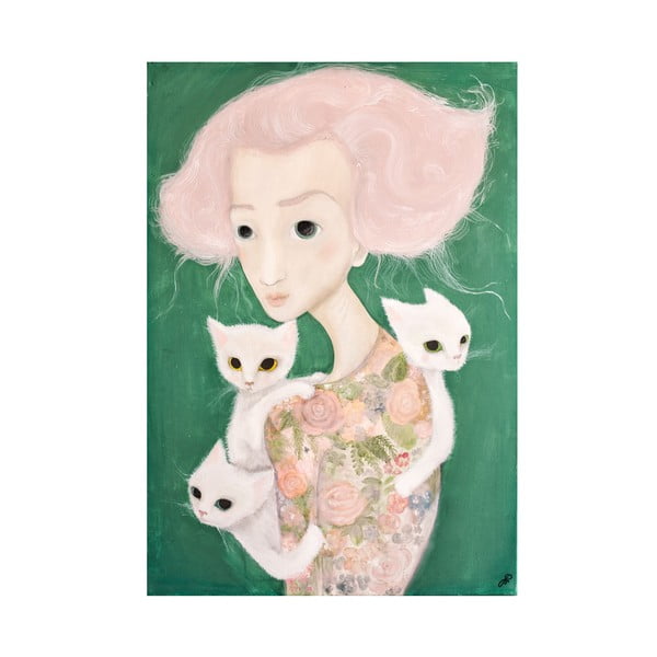 Autorski plakat Lény Brauner Panna z kotami, 60x82 cm