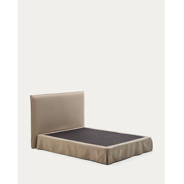 Szarobrązowe tapicerowane łóżko dwuosobowe 160x200 cm Jaira – Kave Home-image-3