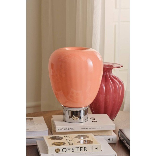 Różowa/w kolorze srebra z połyskiem szklana lampa stołowa (wysokość 34 cm) Balloon – Ellos Home-image-2