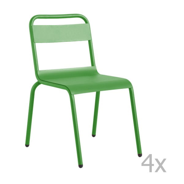 Zestaw 4 zielonych krzeseł ogrodowych Isimar Biarritz
