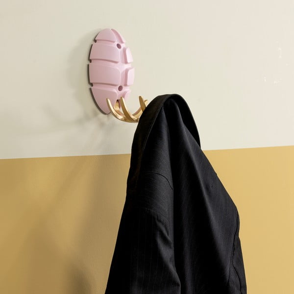 Jasnoróżowy/w kolorze złota ścienny plastikowy haczyk Bug – Spinder Design-image-1