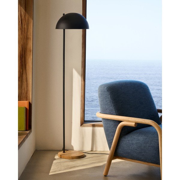 Czarno-naturalna lampa stojąca z metalowym kloszem (wysokość 150 cm) Catlar – Kave Home-image-1